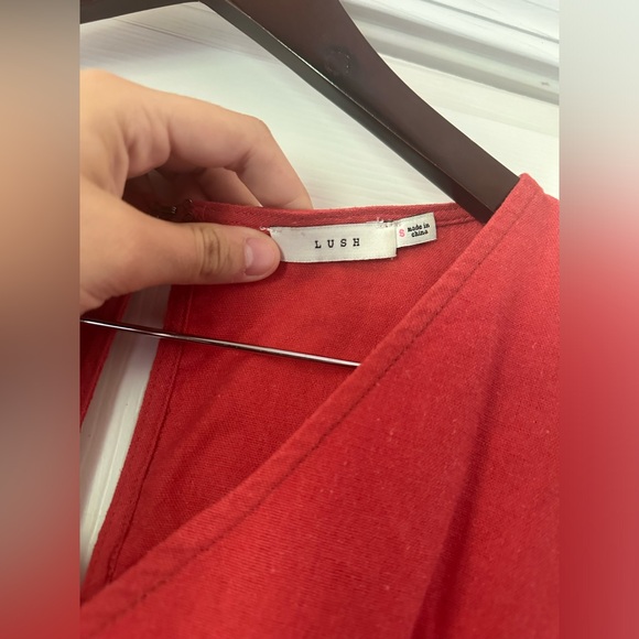 Lush Burnt Orange Wrapped Wide Leg Casual Jumpsuit Womens Small - Picture 9 of 9